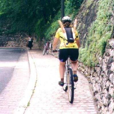 Amber biking with bread